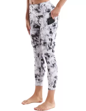 22 Printed Side Pockets Capris black dandelion_yogastudio