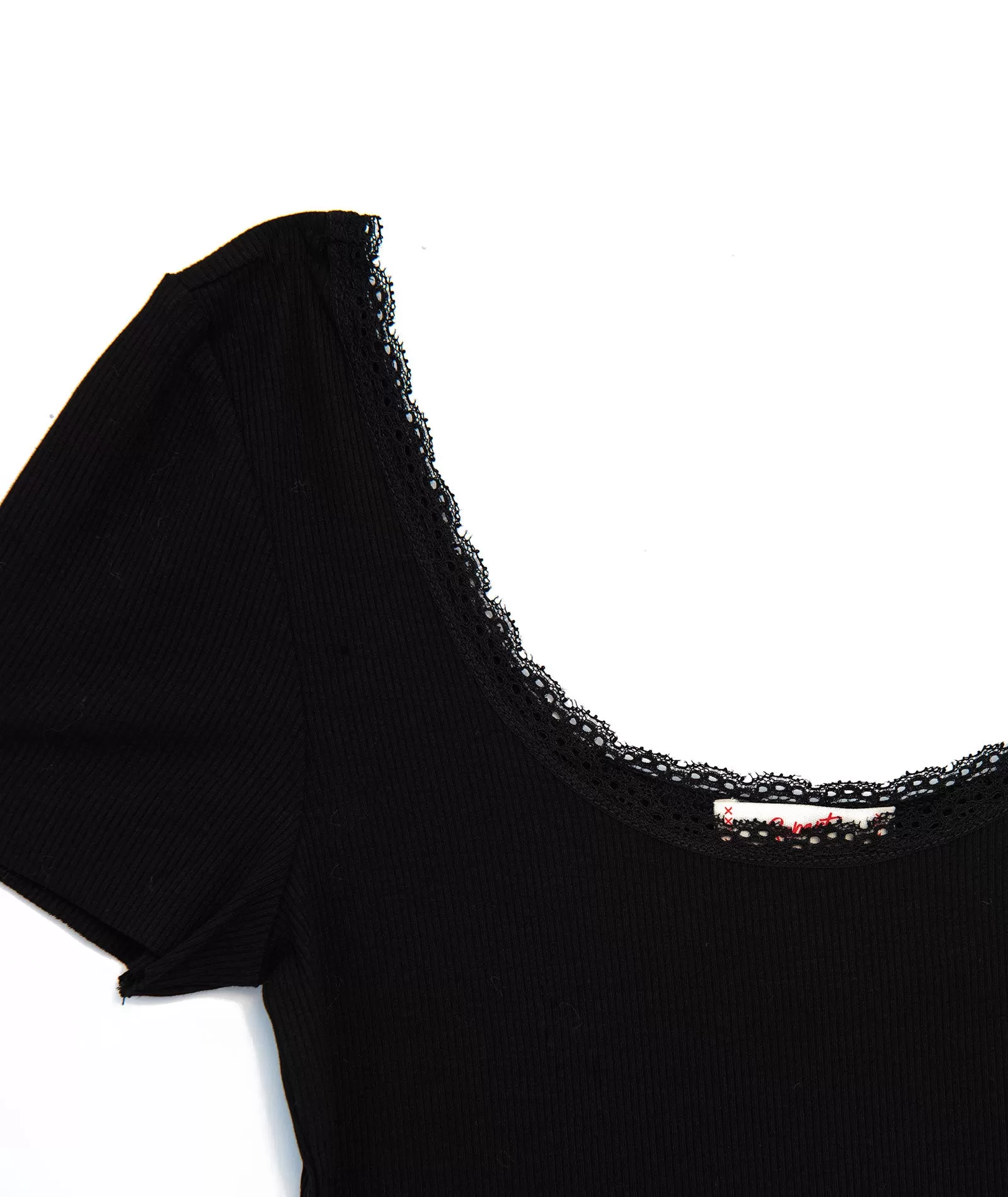 8apart Women Gabby Black Lace Trim Tee