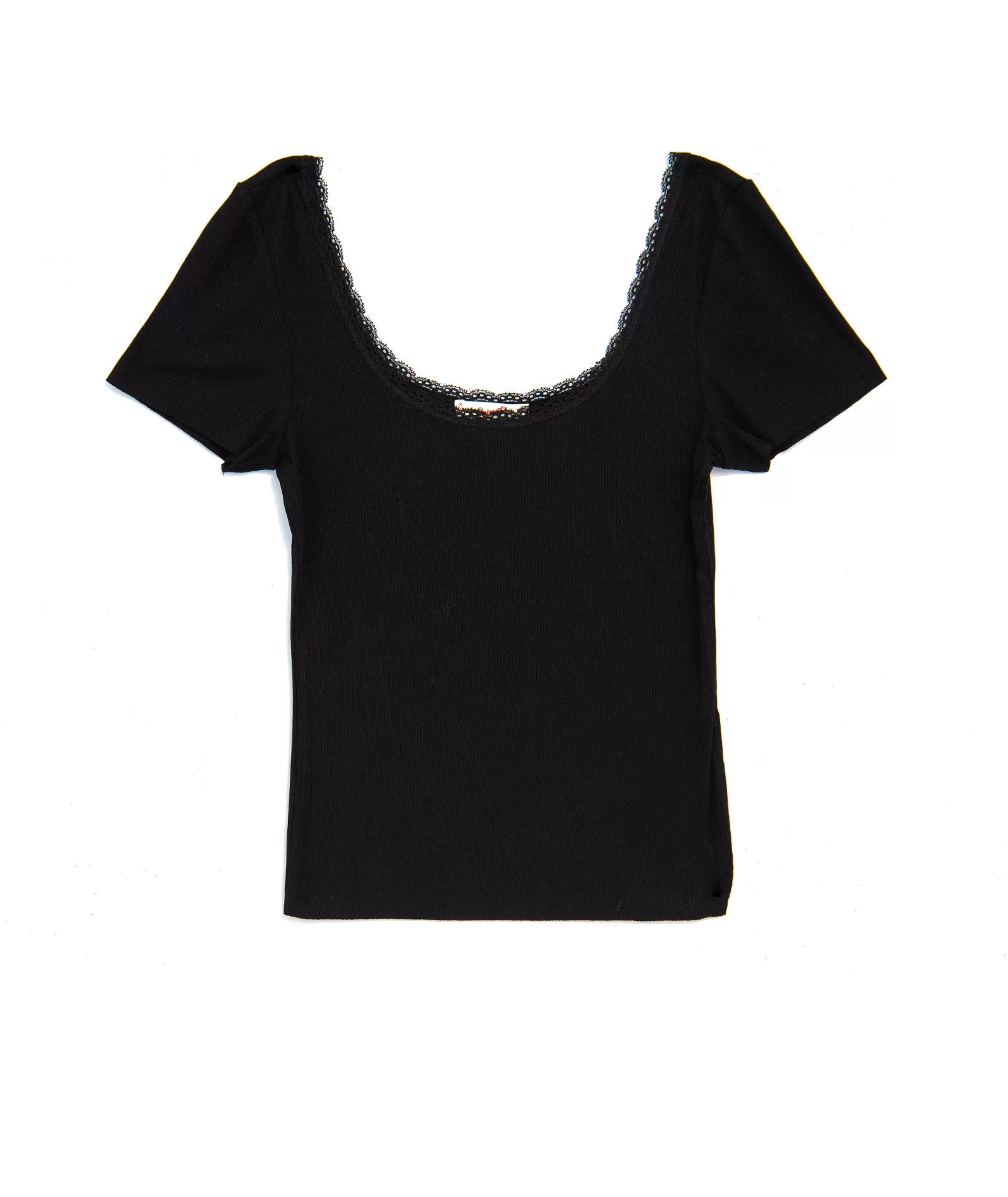 8apart Women Gabby Black Lace Trim Tee