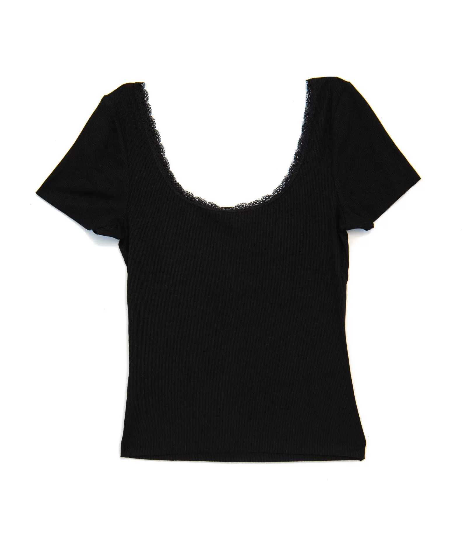 8apart Women Gabby Black Lace Trim Tee