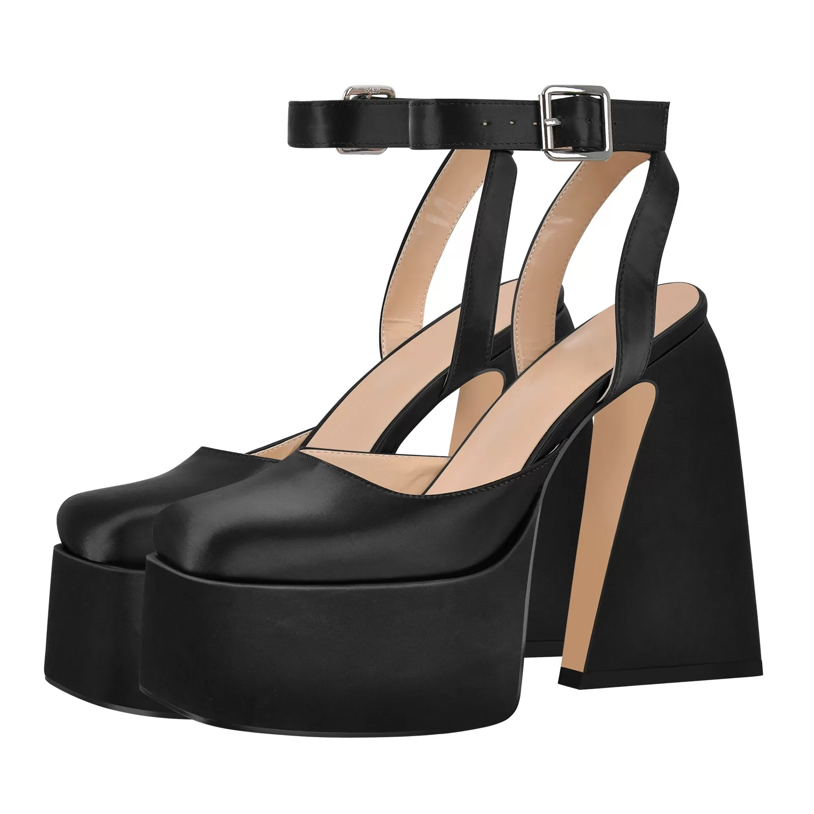 Ankle Strap Platform Chunky High Heel Pumps