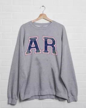 AR Plaid Arch (Pink Outline) Gray Thrifted Sweatshirt