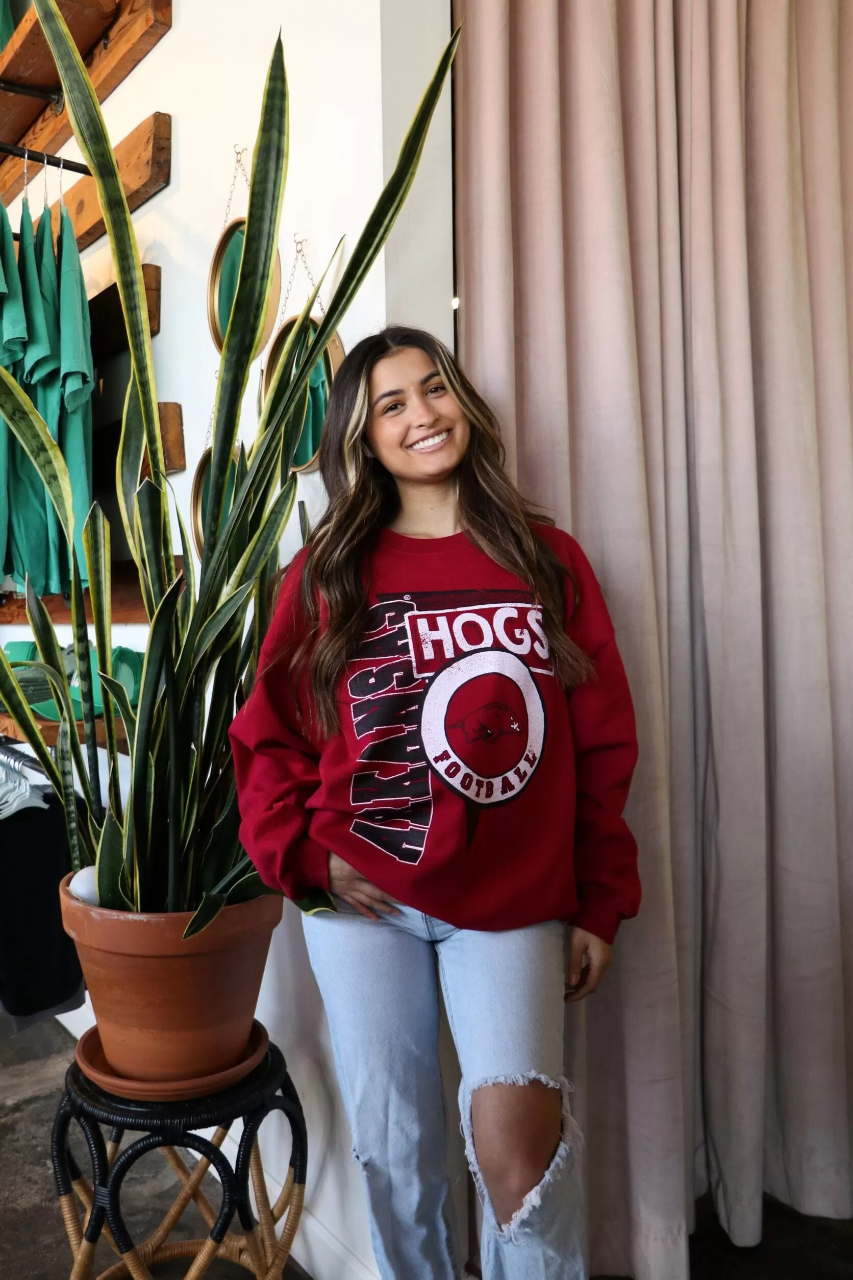 Arkansas Razorbacks Football Spree Cardinal Thrifted Sweatshirt