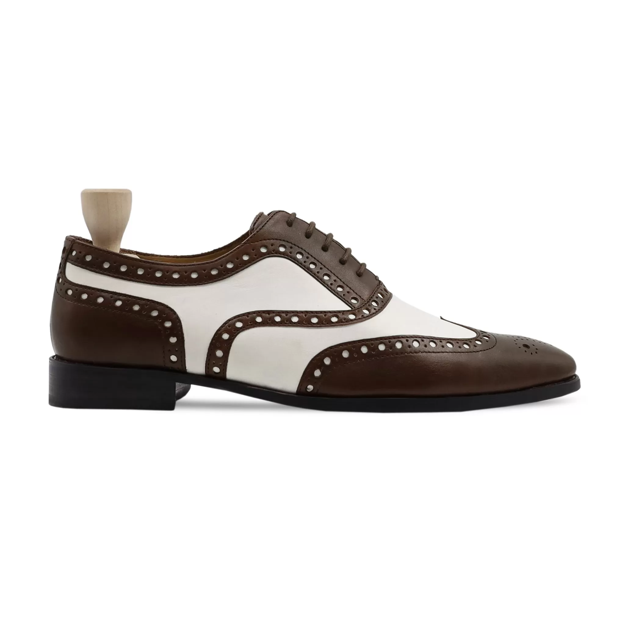 Banjul - Dark Brown And White Calf Leather Oxford