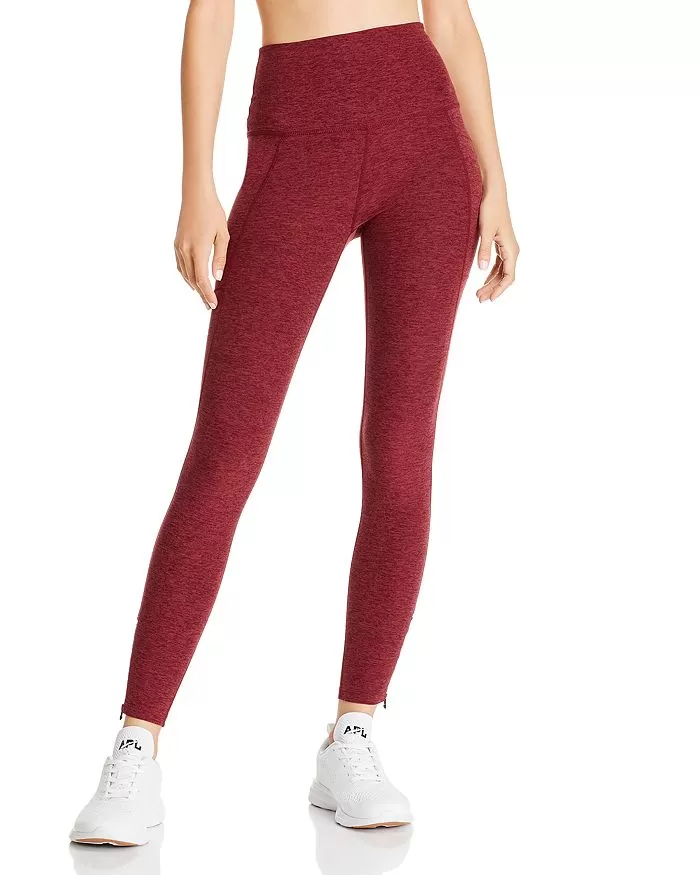 Beyond Yoga Spacedye Zip Hem Leggings Burgundy