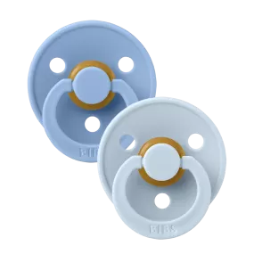 BIBS Colour Pacifiers 2 Pack (Size 2) - Sky Blue/Baby Blue