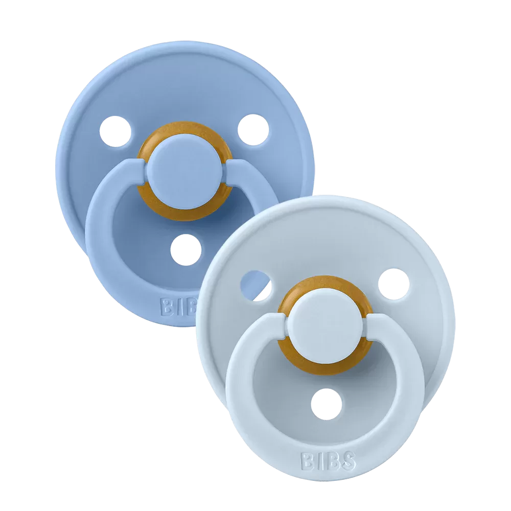 BIBS Colour Pacifiers 2 Pack (Size 2) - Sky Blue/Baby Blue