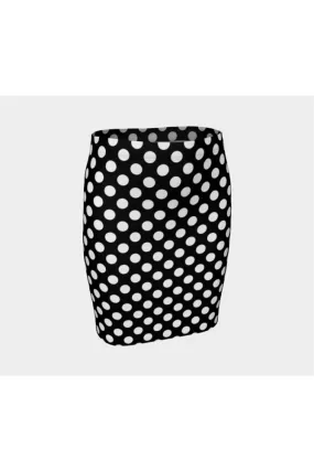 Black & White Polkadot Fitted Skirt