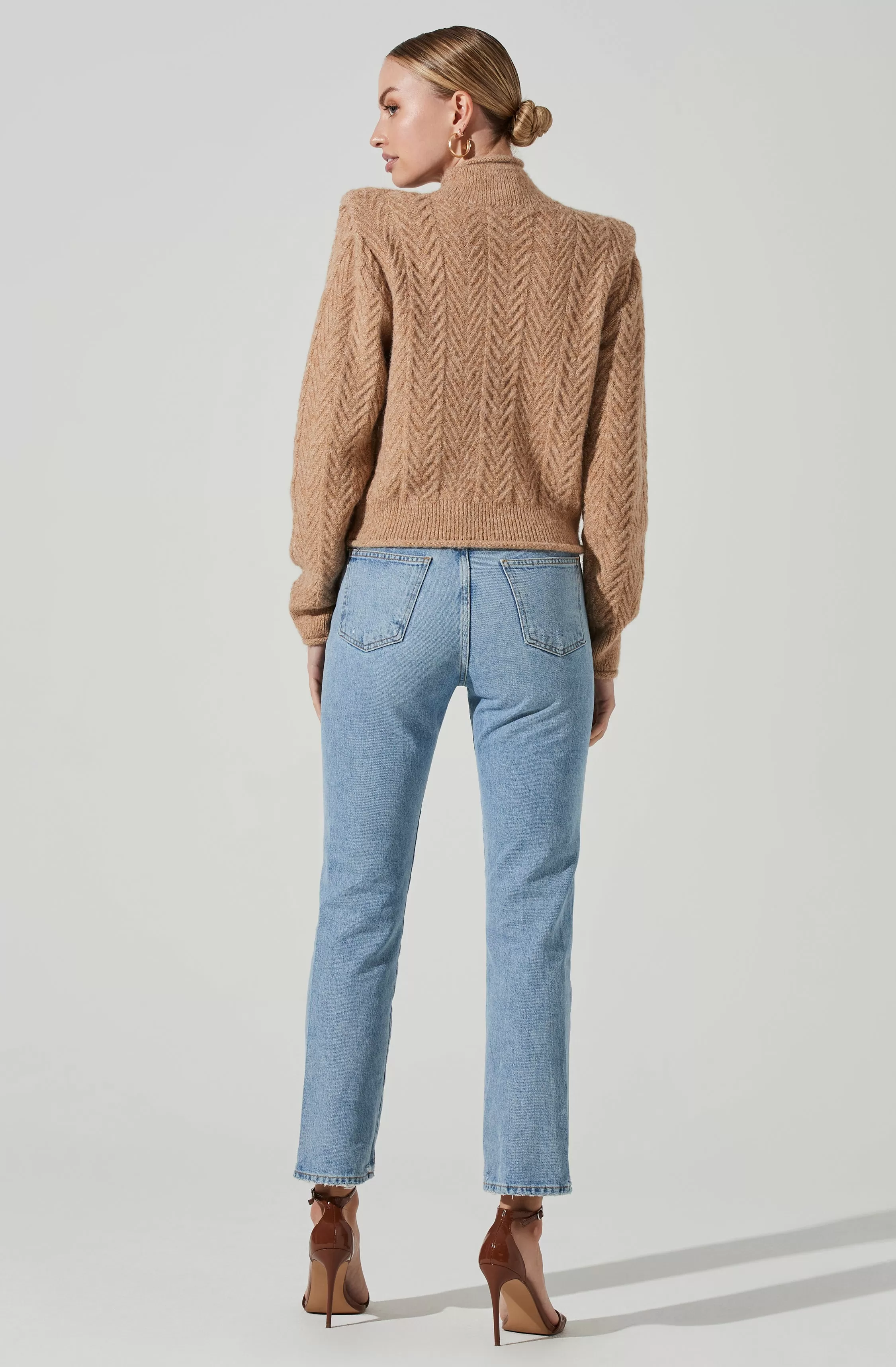 Carlota Cable Knit Mock Neck Sweater