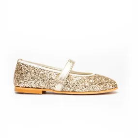 Classic Glitter Mary Janes in Gold