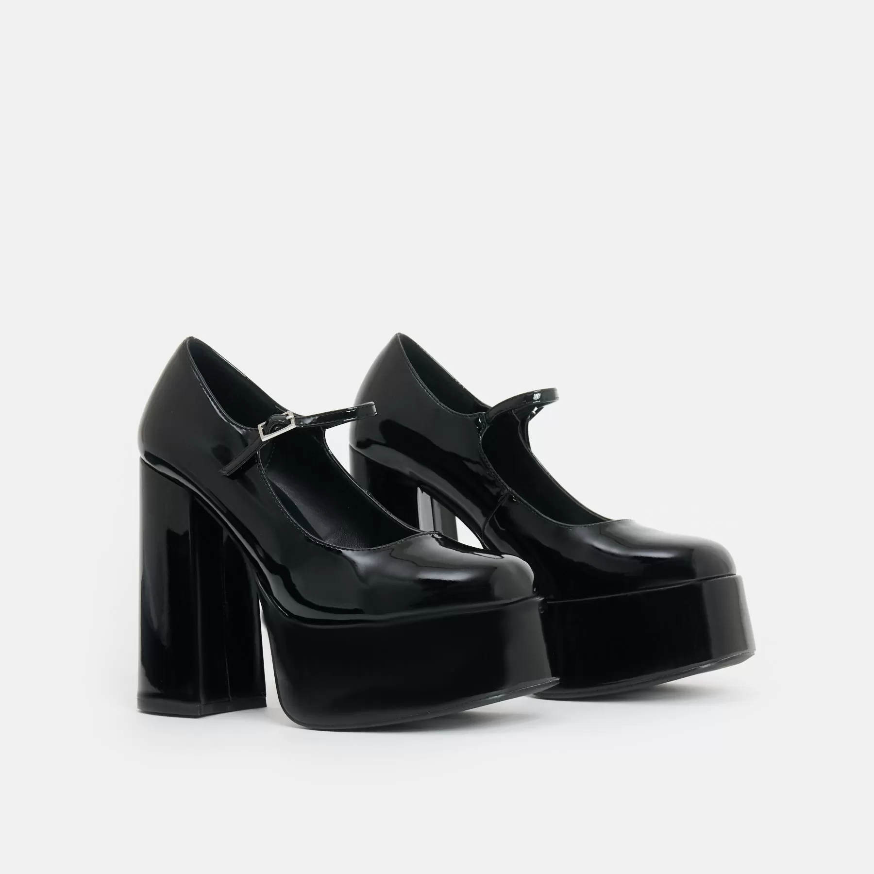 Darkbloom Black Patent Platform Heels