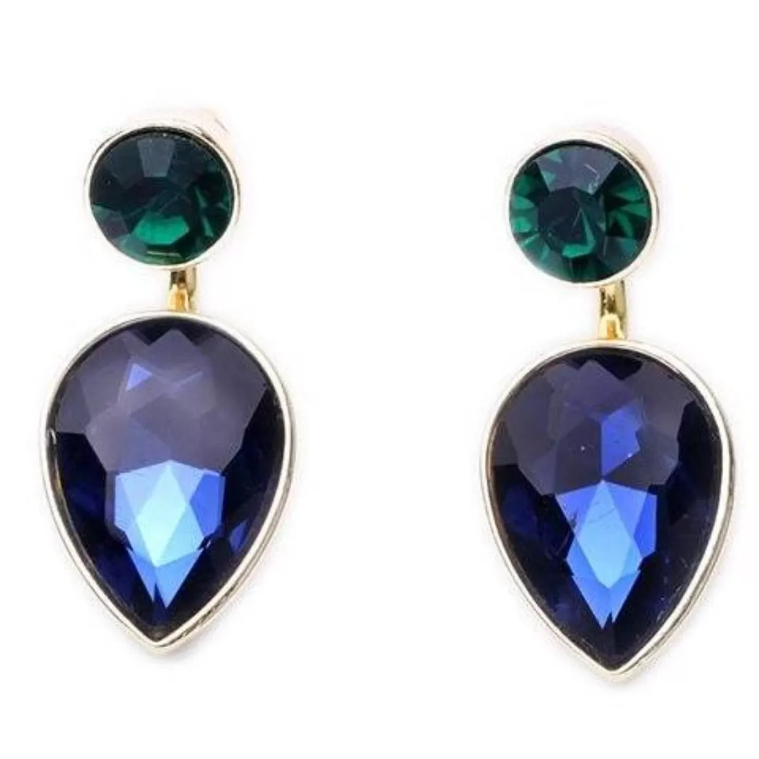 Exaggerated Crystal Drop Stud Ear Jacket - 3 Colors