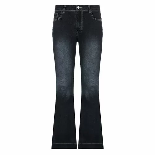 Flare Jeans Women's Low Waist Trousers Vintage Aesthetic Denim Pants