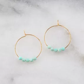 Gemstone 25mm Hoop Earrings - AMAZONITE