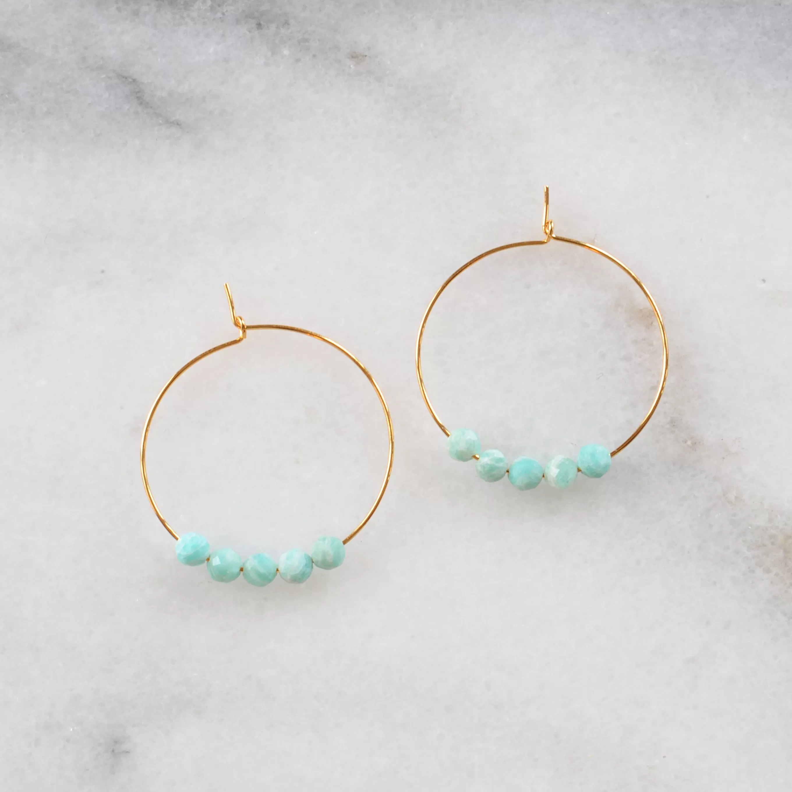 Gemstone 25mm Hoop Earrings - AMAZONITE