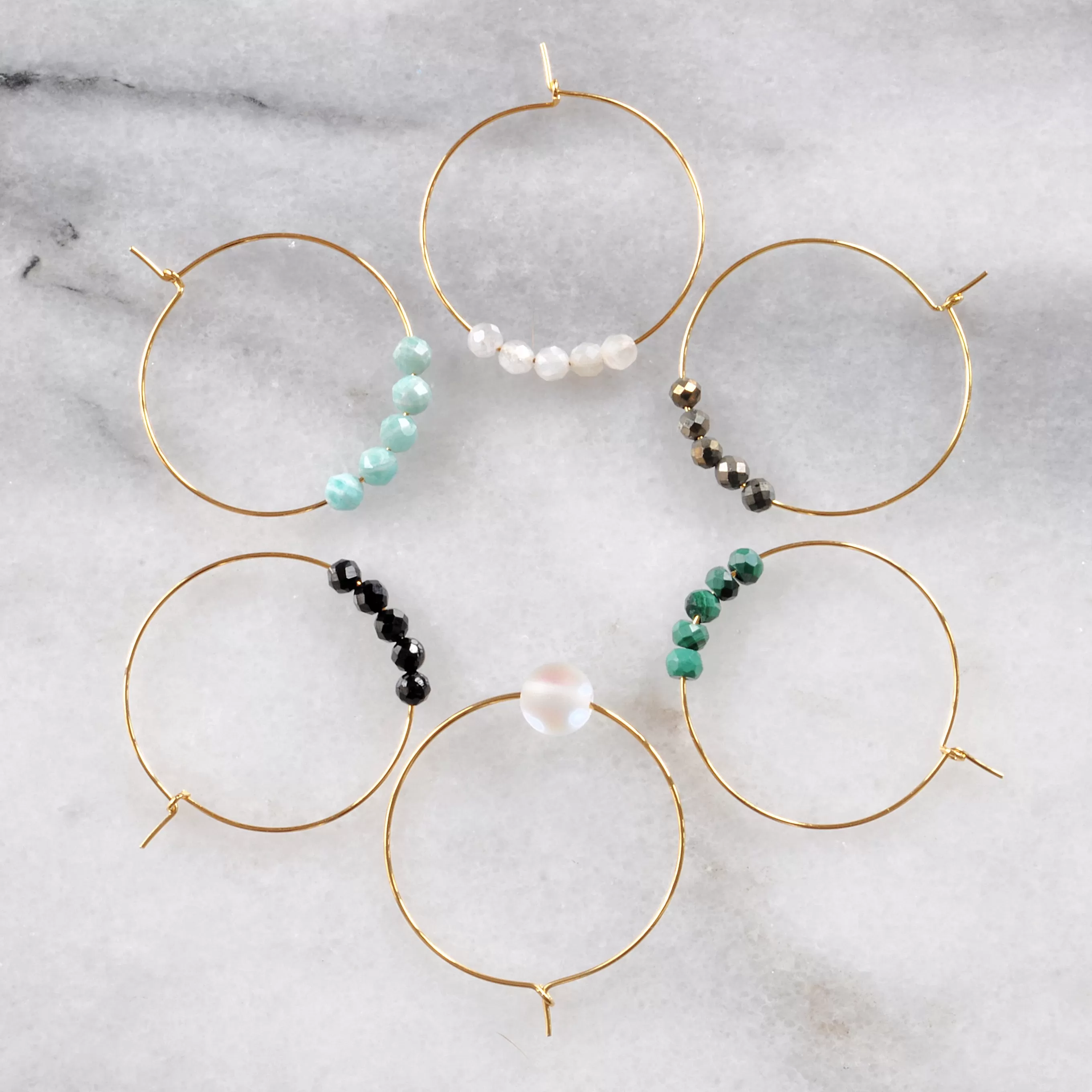 Gemstone 25mm Hoop Earrings - AMAZONITE