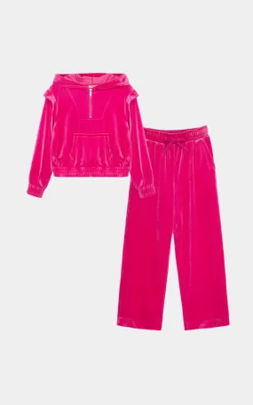 Girls Velour Knit Top & Pants 2-Piece Set