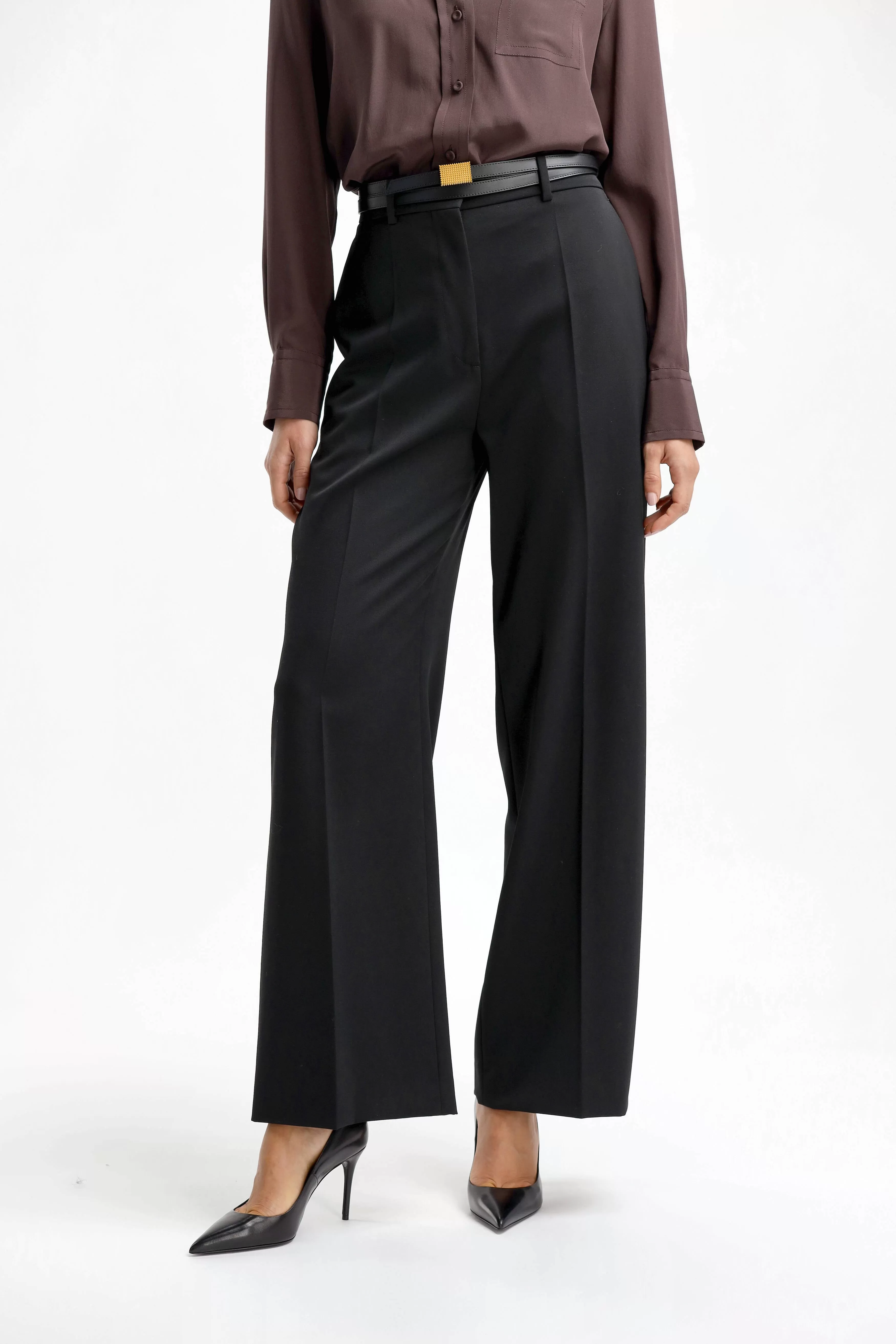 Hose Wide Leg Tailored in Schwarz