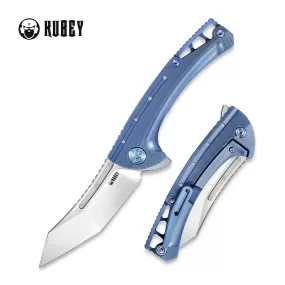 Kabor Frame Lock Folding Knife Blue Ti Handle (3.5 Satin AUS-10)KB255B