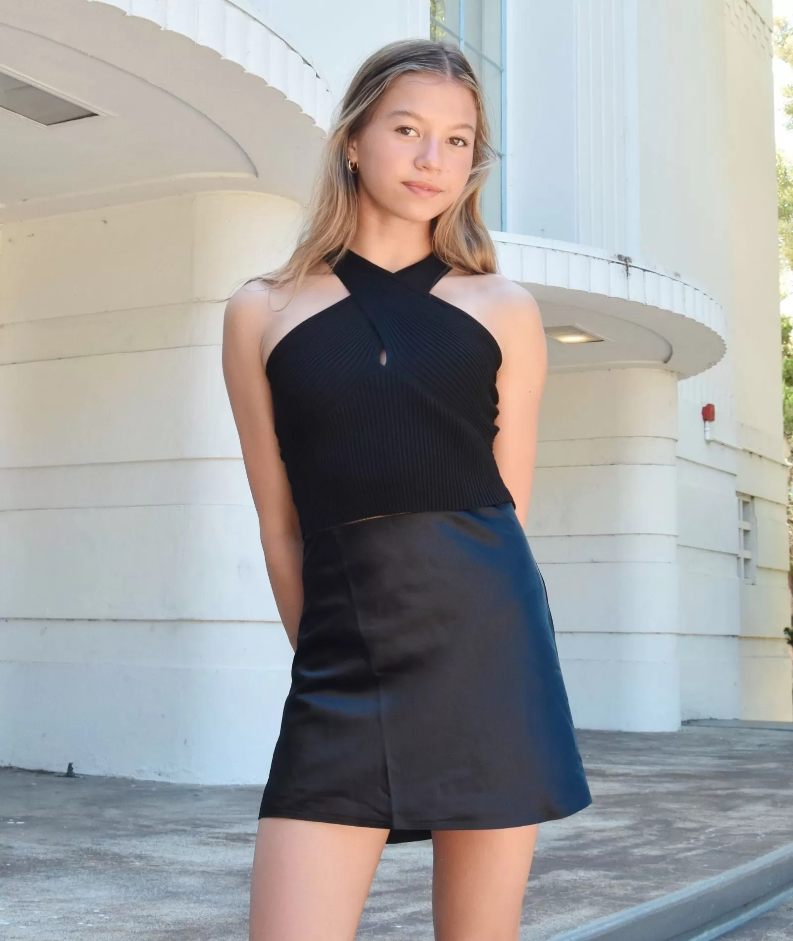 Katie J NYC Juniors Devyn Satin Skirt