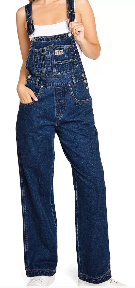 Lana Roux 90s Retro Utility Denim Twill Overalls