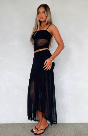 Loved Up Mesh Maxi Skirt Black