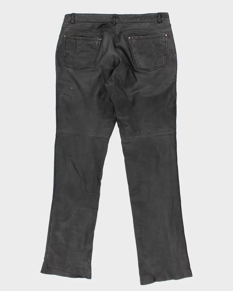 Men's Black Leather Trousers - 38