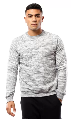 O180400 Round Neck Heather Light Grey Slip On Sweatshirt