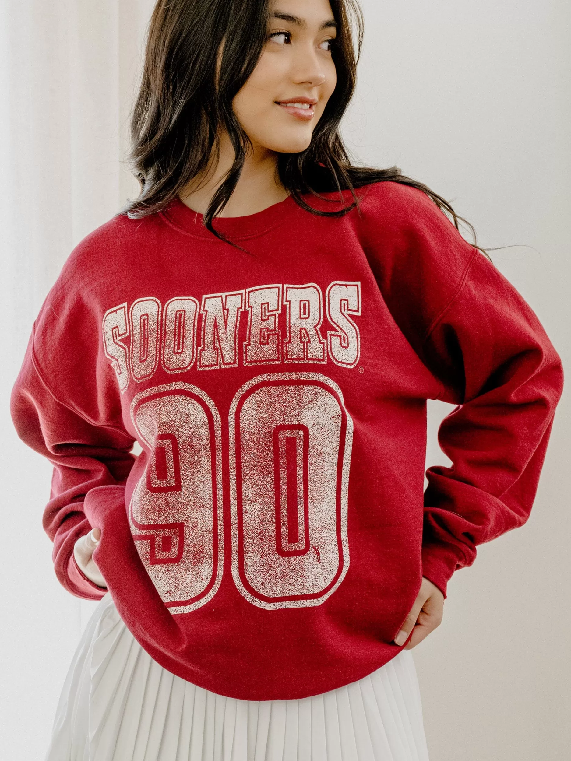 OU Player Crimson Thrifted Sweatshirt