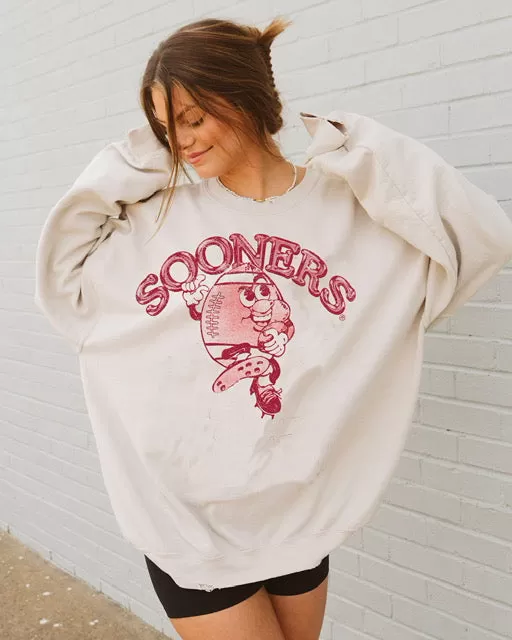 OU Sooners Football Run Sand Thrifted Sweatshirt