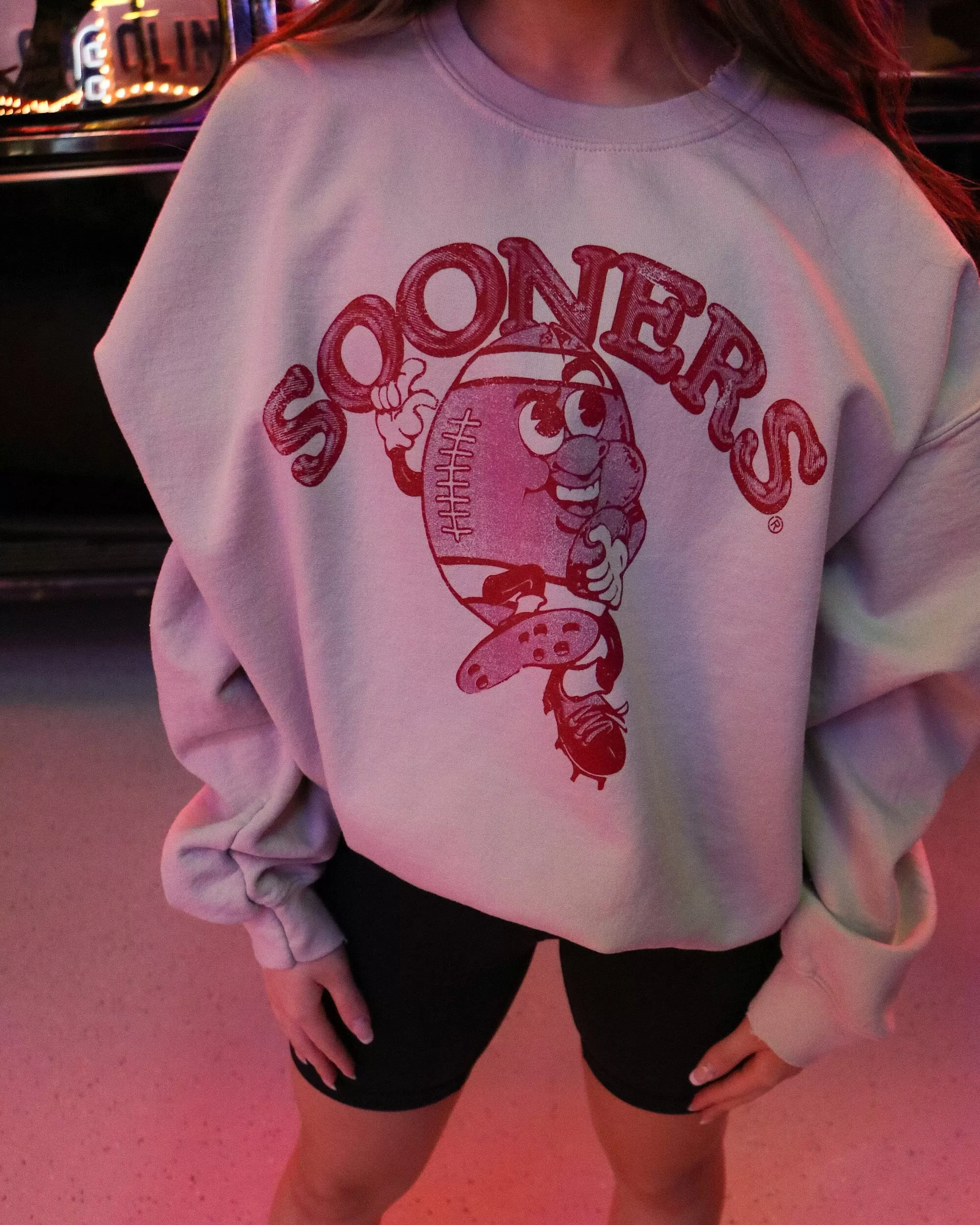 OU Sooners Football Run Sand Thrifted Sweatshirt