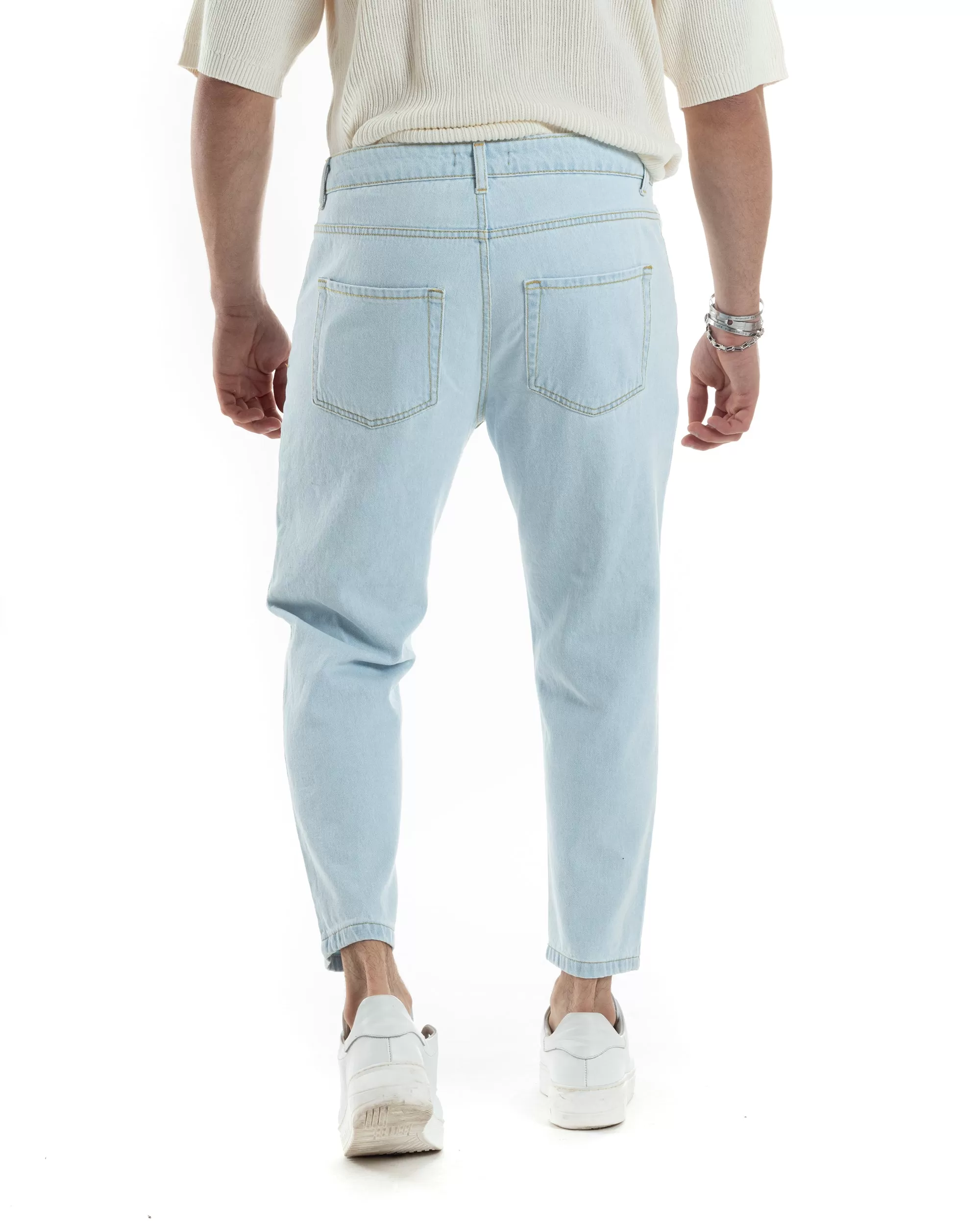 Pantaloni Jeans Uomo Straight Fit Denim Chiaro Basic Cinque Tasche Casual GIOSAL-JS1007A