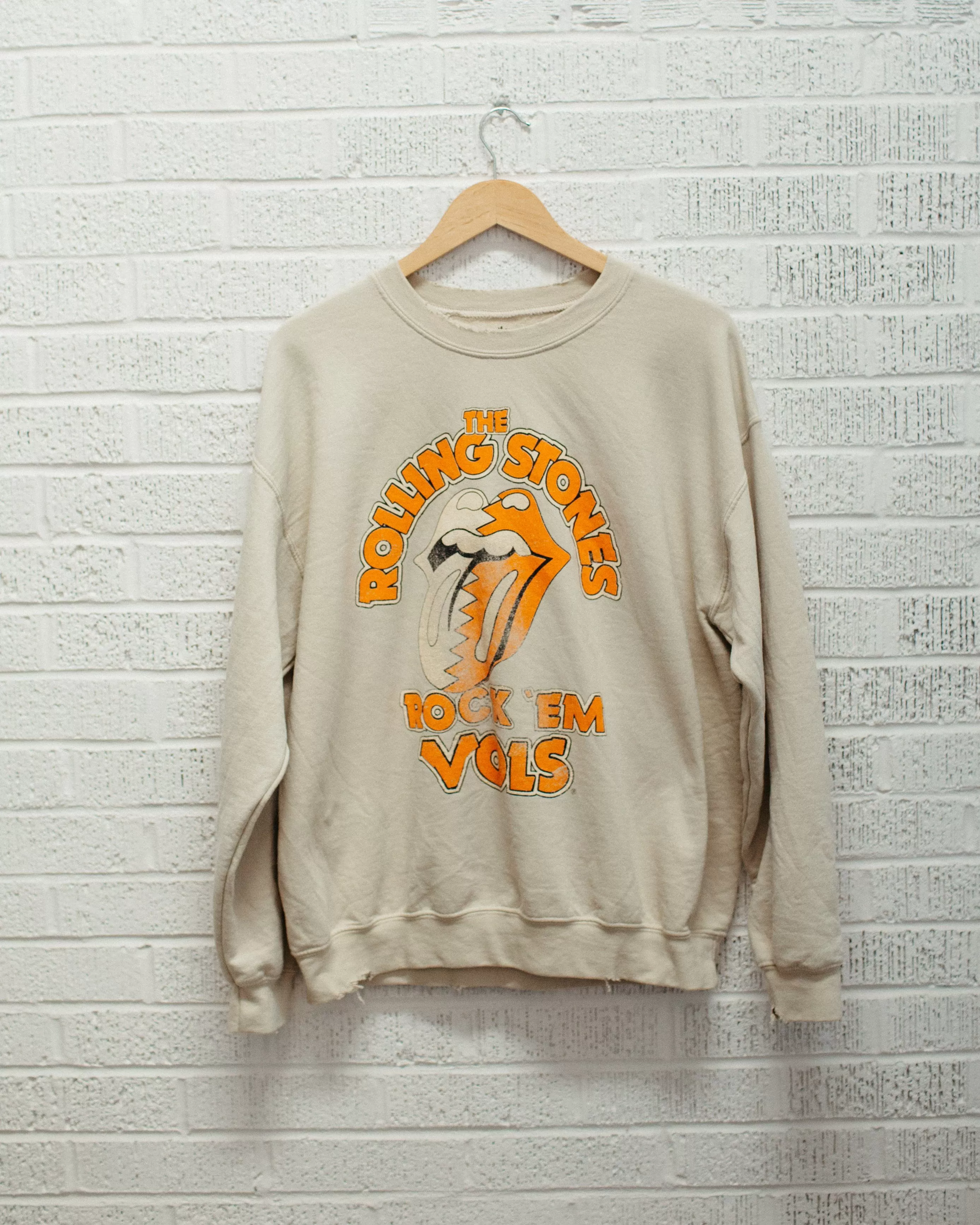 Rolling Stones Rock 'Em Vols Sand Thrifted Sweatshirt