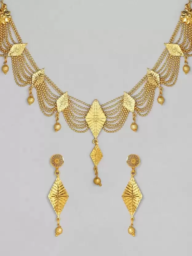 Rubans Gold Plated Handcrafted Layered Necklace Set