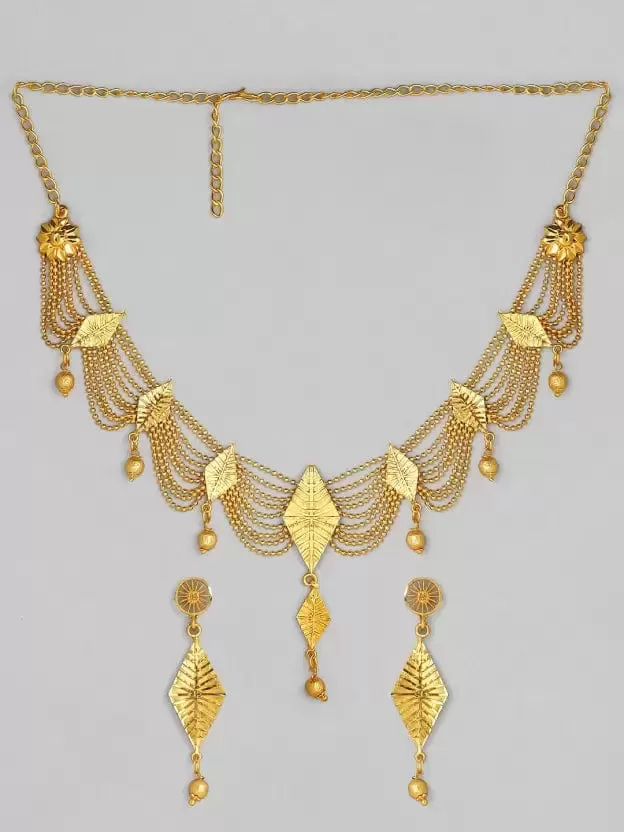 Rubans Gold Plated Handcrafted Layered Necklace Set