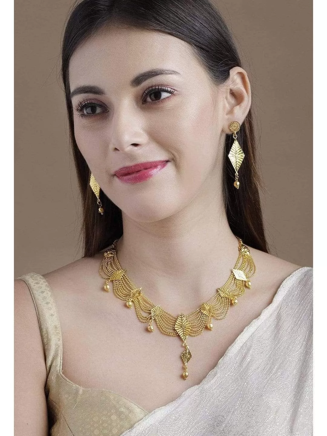 Rubans Gold Plated Handcrafted Layered Necklace Set