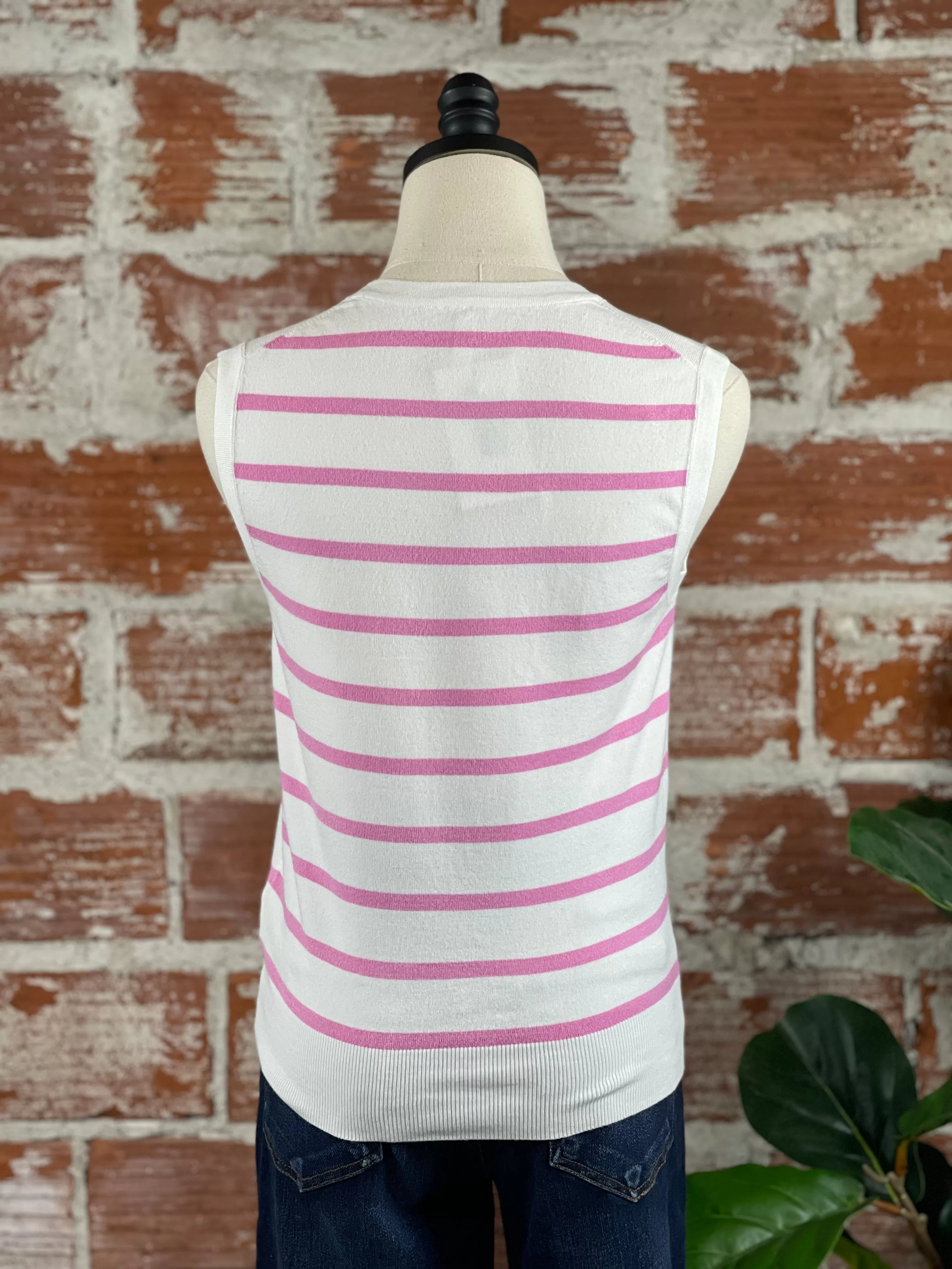 Sami Sleeveless Top in Pink & White