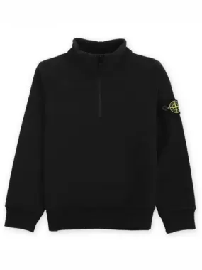 Stone Kids Waffen Patch Half Zip Up Sweatshirt Black 791661020 V0029 271100 1063784