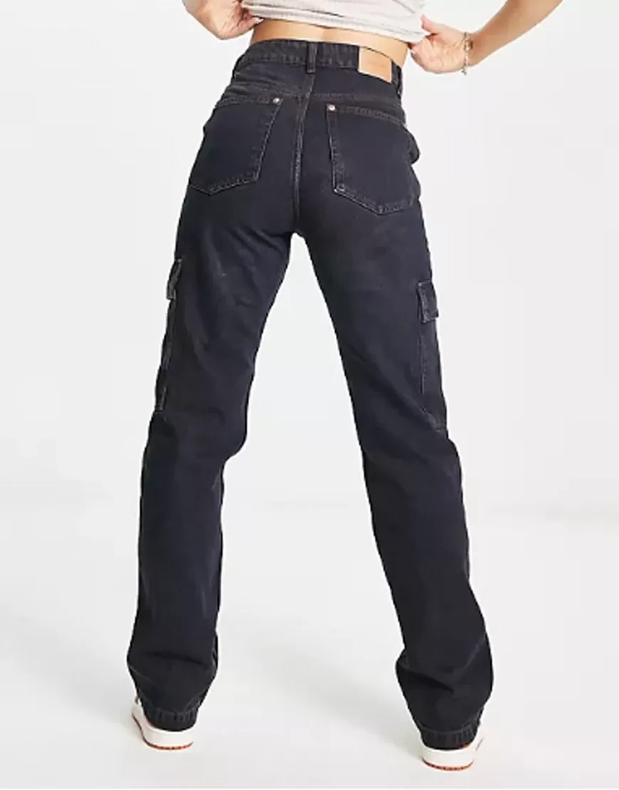 Straight Cargo Jeans Dark Blue Tint