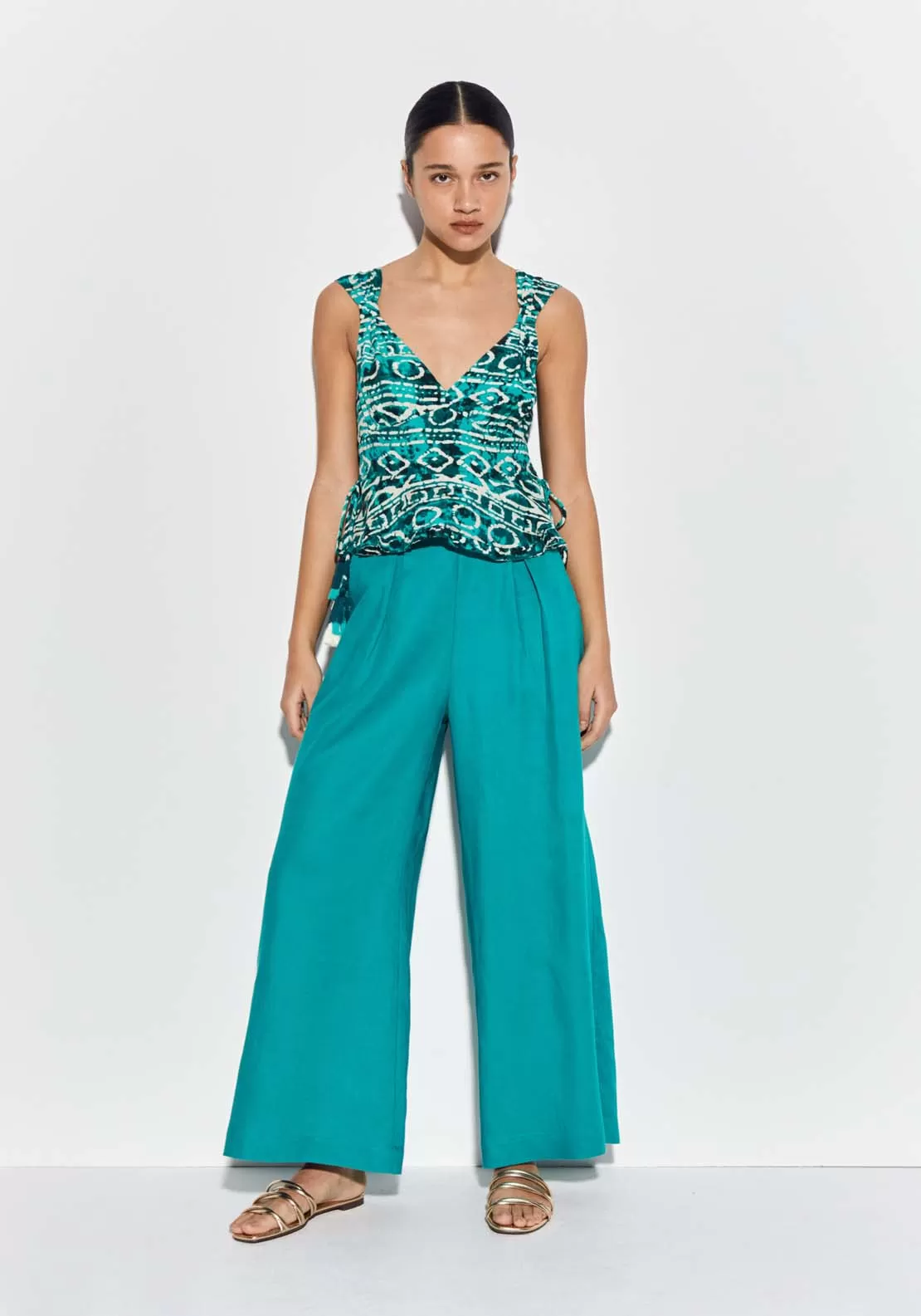 Wide-leg tencel trousers