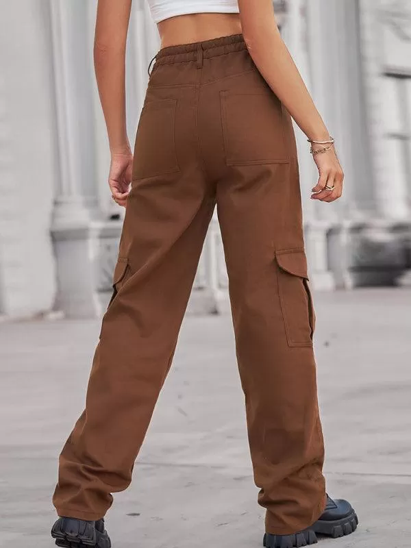 Women Solid Twill Cargo Pants