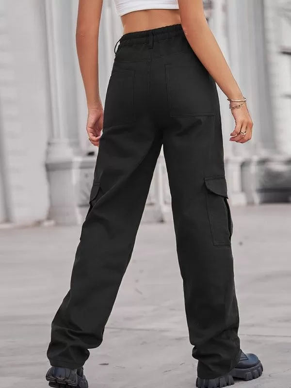 Women Solid Twill Cargo Pants