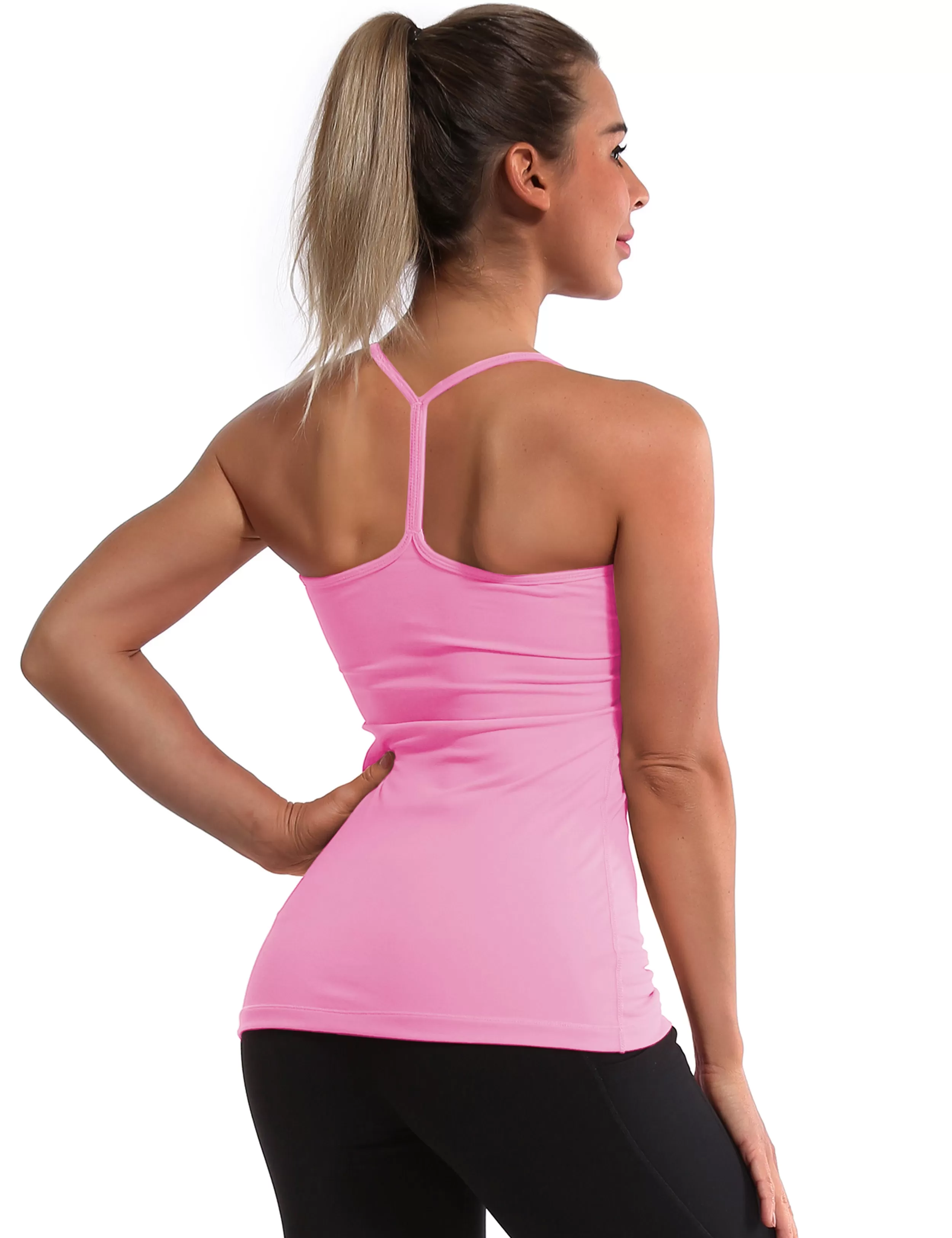 Y-back Spaghetti Strap Tank Tops lightpink_yogastudio