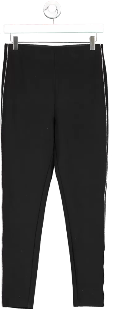 ZARA Black Dimante Side Strip Leggings UK M