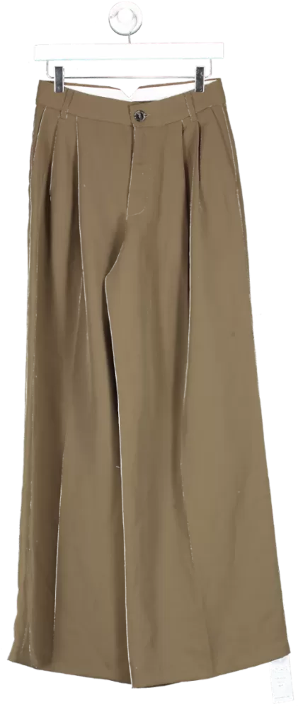 ZARA Green High Waist Wide Leg Trousers UK XS