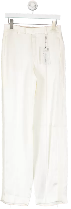 ZARA White Satin Straight Leg Trousers UK XS