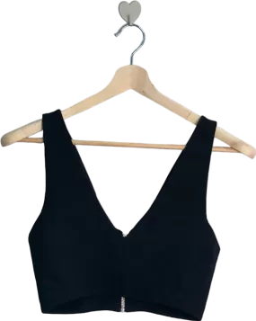 Zara Woman Black V-Neck Zip Crop Top UK 12